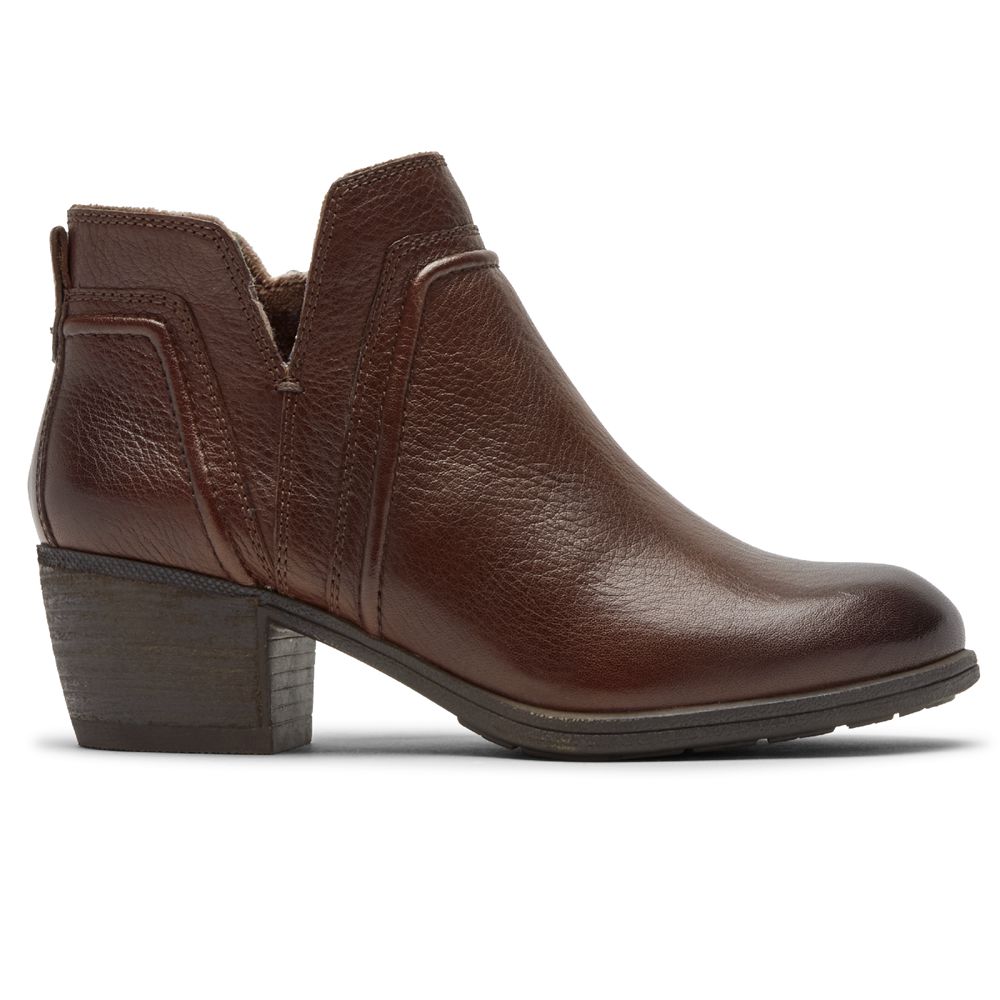 Rockport Canada Cobb Hill Anisa V-Cut - Womens Booties Brown (NHO613985)